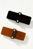 Velvet Rectangular Barrettes, Set of 2