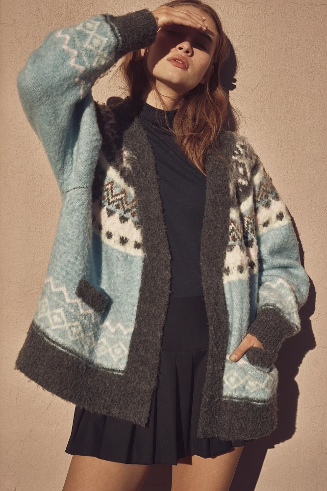 Pilcro Fair Isle Cardigan Sweater