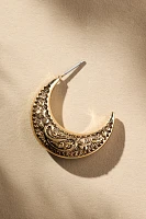 Western Filigree Moon Hoop Earrings