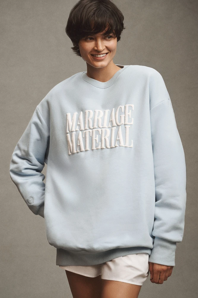 BRIDEMERCH Marriage Material Oversized Crew-Neck Sweatshirt