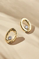 Oval Crystal Post Earrings