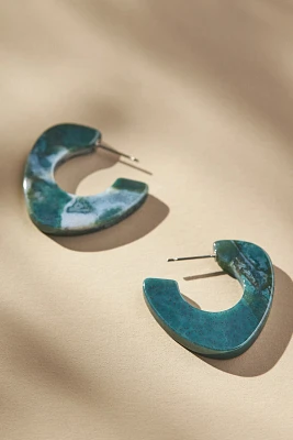 Mod Shaped Stone Hoop Earrings