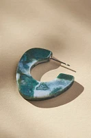 Mod Shaped Stone Hoop Earrings