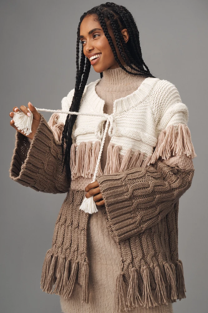 By Anthropologie Mixed-Knit Cardigan Sweater