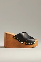 By Anthropologie Cross-Strap Wedge Heels