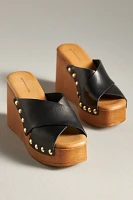 By Anthropologie Cross-Strap Wedge Heels