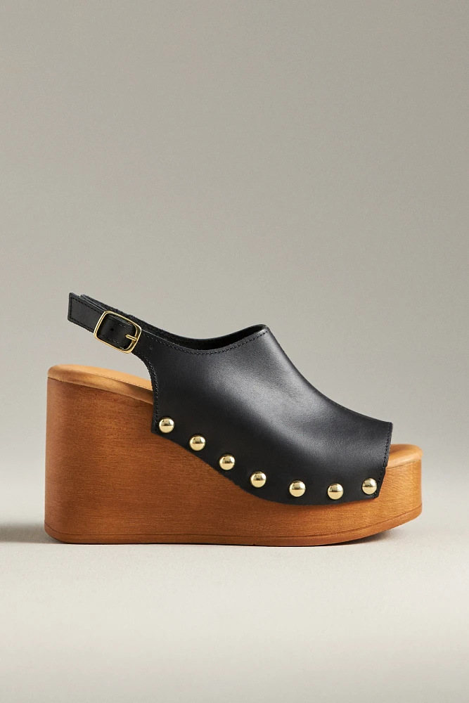 By Anthropolgie Slingback Wood Clog Heels