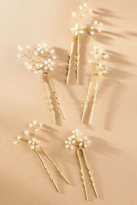 Twigs & Honey Baby's Breath Freshwater Pearl Hair Pins, Set of 5