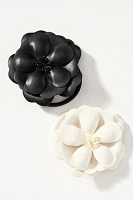 Faux-Leather Flower Hair Ties, Set of 2