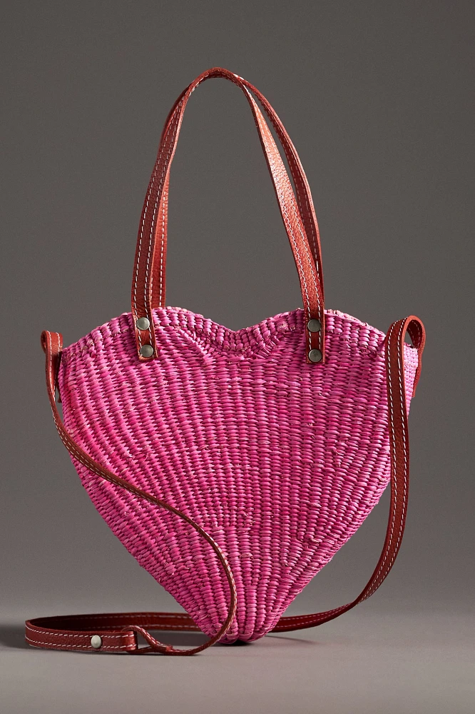 Sensi Studio Heart Straw Bag