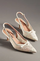 Bibi Lou Embroidered Mesh Slingback Kitten Heels