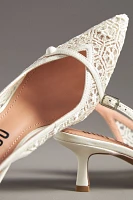 Bibi Lou Embroidered Mesh Slingback Kitten Heels