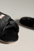 Maeve Icon Patch Fuzzy Slippers