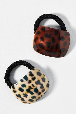 Acrylic Animal Print Hair Ties, Set of 2