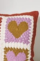 Cotton Crochet Heart Pillow