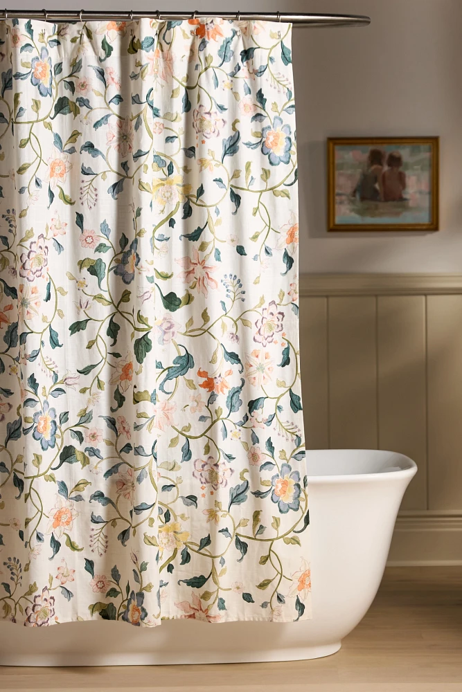 Hattie Printed Cotton-Slub Shower Curtain