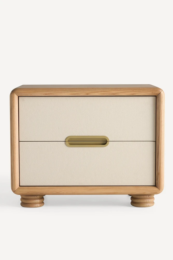 Monza Ash Wood Two-Drawer Nightstand