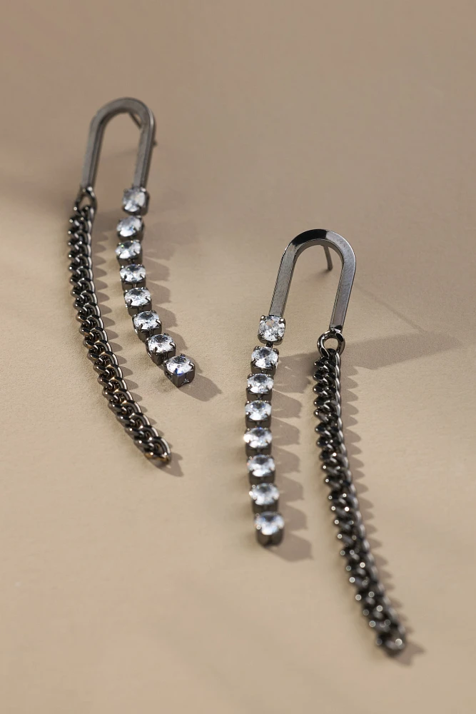 U-Shaped Crystal Drop Earrings