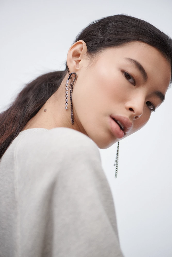 U-Shaped Crystal Drop Earrings