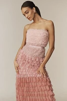 BHLDN Juliet Strapless Tulle Ruffle Midi Dress