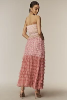 BHLDN Juliet Strapless Tulle Ruffle Midi Dress