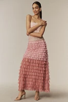 BHLDN Juliet Strapless Tulle Ruffle Midi Dress