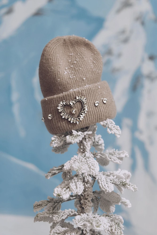 By Anthropologie Embellished Heart Beanie