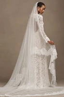 Watters Lace-Trim Cathedral Veil