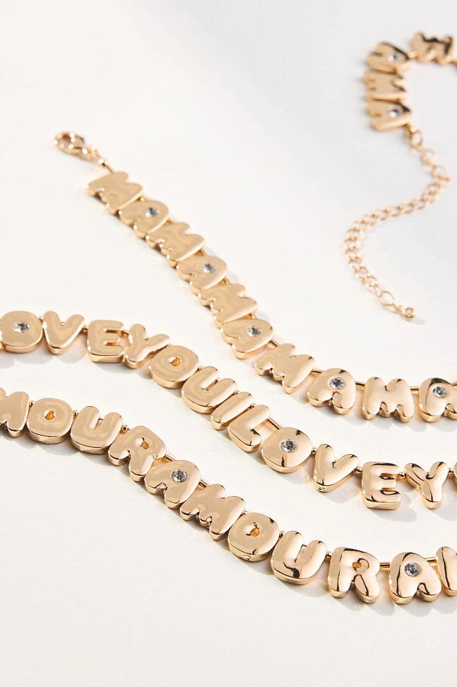 Bubble Letter Text Necklace