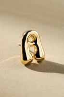 Gold Bubble Letter Monogram Post Earrings