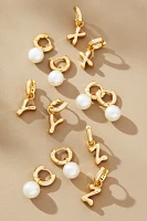 Bubble Letter Monogram and Pearl Earrings, Set of 2