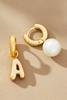 Bubble Letter Monogram and Pearl Earrings, Set of 2