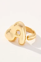 Gold Bubble Letter Monogram Ring