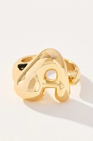 Gold Bubble Letter Monogram Ring