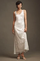 Hutch Sleeveless Scoop-Neck Sequin Column Maxi Dress