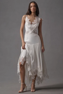 BHLDN Mixed Lace Drop-Waist Midi Dress