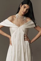 BHLDN Off-The-Shoulder Pleated Midi Dress