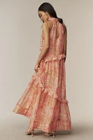 BHLDN Landon Organza 3D Ruffle Maxi Dress