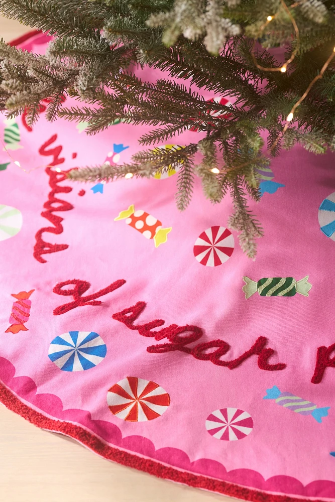 Furbish Studio Embroidered Sugar Plums Tree Skirt