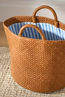 Eliza Woven Leather & Fabric-Lined Basket