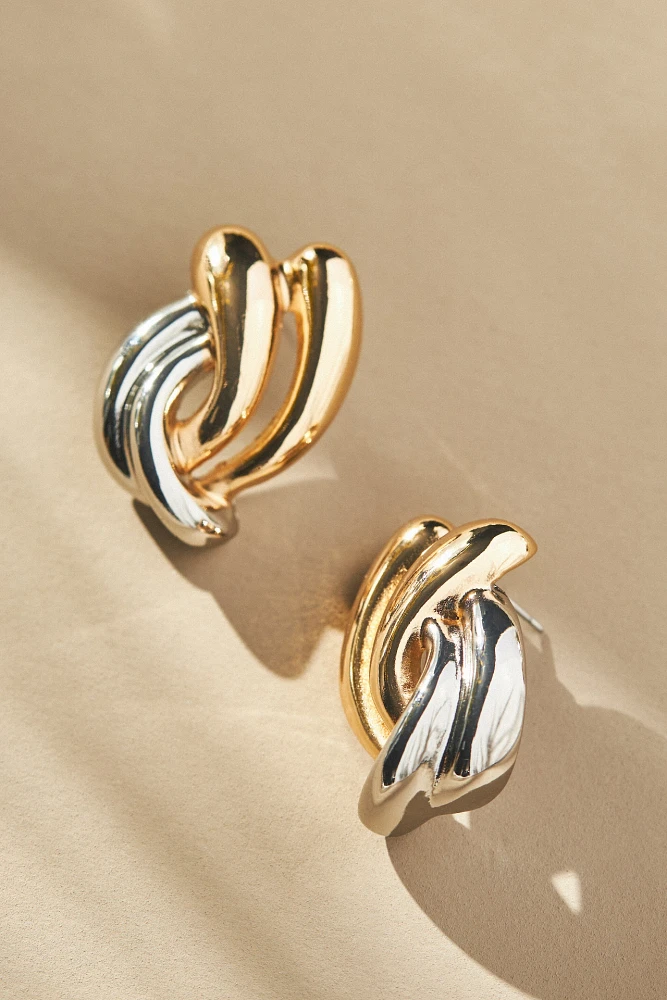 Two-Tone Intertwined Post Earrings