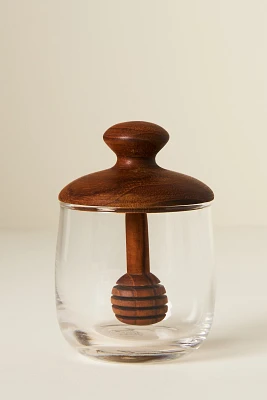 Teak Wood Honey Pot