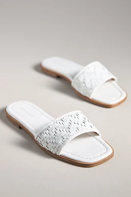 Woven Leather Slide Sandals