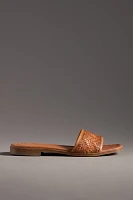 Woven Leather Slide Sandals