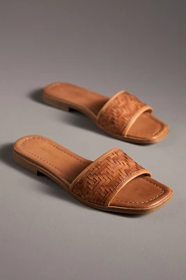 Woven Leather Slide Sandals
