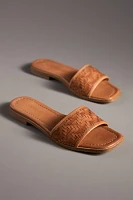 Woven Leather Slide Sandals
