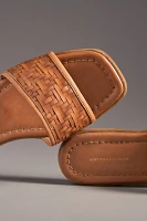 Woven Leather Slide Sandals