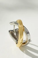 Twisted Two-Tone Huggie Hoop Earrings