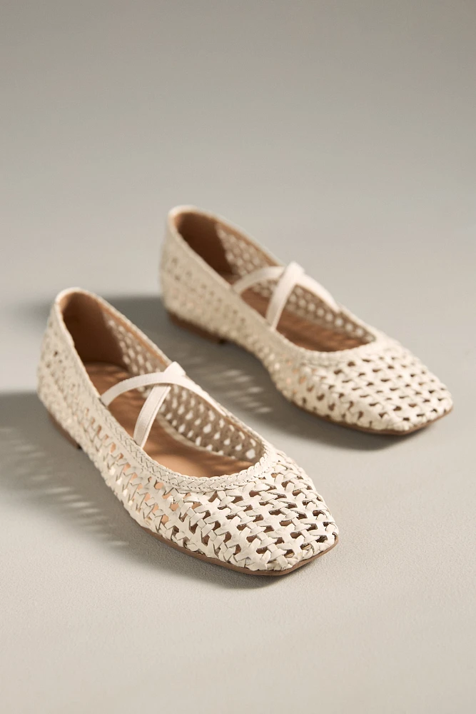 By Anthropologie Woven Leather Ballet Flats