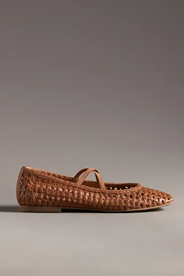 By Anthropologie Woven Leather Ballet Flats